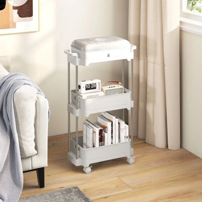 Costway - 3-Tier Cart - White - Aluminum - Storage cart - Publicité Costway - 3-Tier Cart - White - Aluminum - Storage cart - Publicité