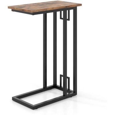 Costway - Table d'appoint en forme de C - Cadre métal - Marron rustique - Publicité Costway - Table d'appoint en forme de C - Cadre métal - Marron rustique - Publicité