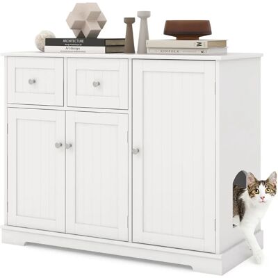 Costway - Katzentoilette-Versteck - Weiß - Katzenschrank Costway - Katzentoilette-Versteck - Weiß - Katzenschrank