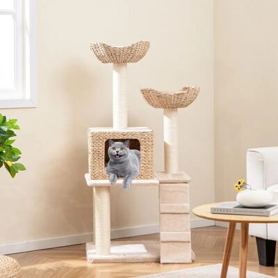 Costway - Kratzbaum Rohrkolben-Sisal - 4 niveaus - 5 sisalpalen - kattenboom Costway - Kratzbaum Rohrkolben-Sisal - 4 niveaus - 5 sisalpalen - kattenboom