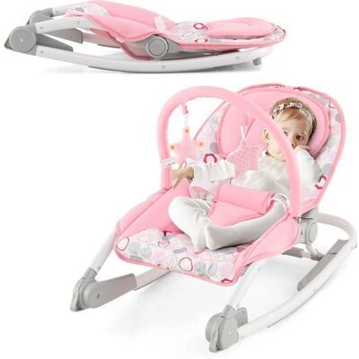 Costway - Transat 2-i-1 - Rosé - Gynger - Baby Lounger Costway - Transat 2-i-1 - Rosé - Gynger - Baby Lounger
