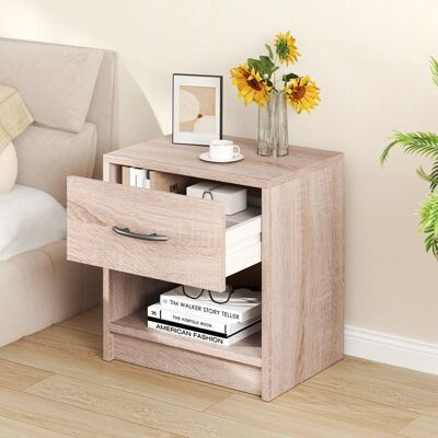 Costway - Open-Shelf Nightstand - Surface supérieure - Tiroir - Publicité Costway - Open-Shelf Nightstand - Surface supérieure - Tiroir - Publicité