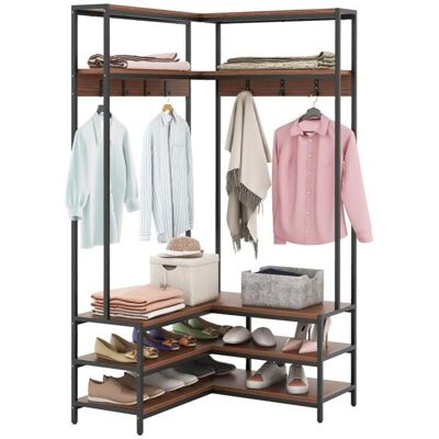 Costway - Corner Wardrobe Rack - L-shaped - 7 Hooks - Publicité Costway - Corner Wardrobe Rack - L-shaped - 7 Hooks - Publicité