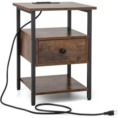 Costway - 3-Level - Brun rustique - Nightstand - Publicité Costway - 3-Level - Brun rustique - Nightstand - Publicité