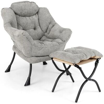 Costway - Oversized Sherpa Armchair - Gris - Ottoman - Armchair - Publicité Costway - Oversized Sherpa Armchair - Gris - Ottoman - Armchair - Publicité