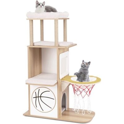 Costway - Arbre à chat 120 cm, thème sport, 2 niveaux, 2 perchoirs, hamac - Publicité Costway - Arbre à chat 120 cm, thème sport, 2 niveaux, 2 perchoirs, hamac - Publicité