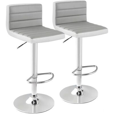 Costway - Bar Stool Set - Gris-Blanc - Cuir PU - Bar Stools - Publicité Costway - Bar Stool Set - Gris-Blanc - Cuir PU - Bar Stools - Publicité