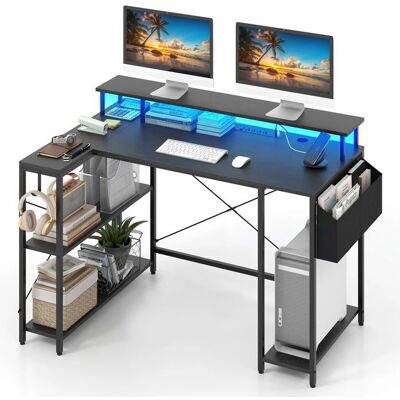 Costway - 120 cm Corner Desk - Noir - LED RGB - Desk - Publicité Costway - 120 cm Corner Desk - Noir - LED RGB - Desk - Publicité