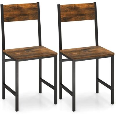 Costway - 2-Chaises - Bois Brun Rustique - Cadre Métal - Dining Chairs - Publicité Costway - 2-Chaises - Bois Brun Rustique - Cadre Métal - Dining Chairs - Publicité