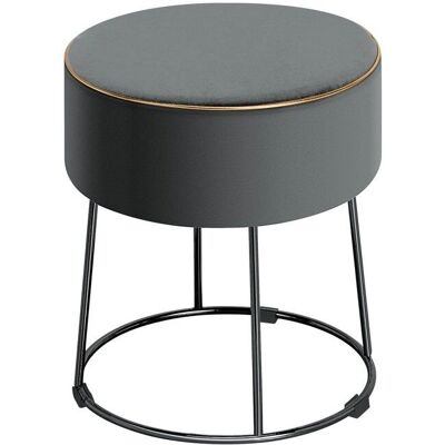 Costway - Tabouret Rond Velours - Gris - Base Métal - Ottoman - Publicité Costway - Tabouret Rond Velours - Gris - Base Métal - Ottoman - Publicité