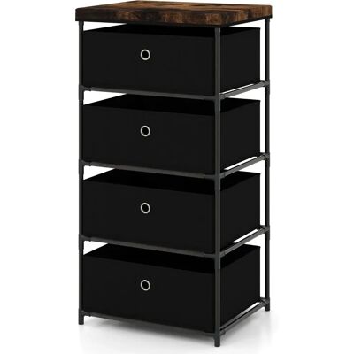 Costway - 4-tiroirs en tissu - Noir - commode - Publicité Costway - 4-tiroirs en tissu - Noir - commode - Publicité