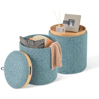 Costway - Ottomans - Bleu - 41 L storage - Ottomans - Publicité Costway - Ottomans - Bleu - 41 L storage - Ottomans - Publicité