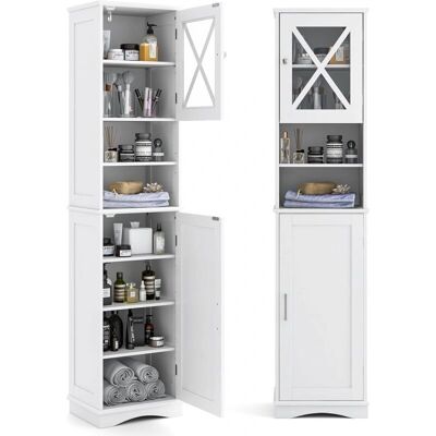 Costway Armario Alto de Baño Blanco - Estantes Ajustables, Diseño Compacto - Armario de Baño Costway Armario Alto de Baño Blanco - Estantes Ajustables, Diseño Compacto - Armario de Baño