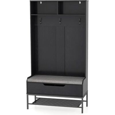 Costway - Porte-manteau avec banc 4-en-1 - Noir - 150 kg - Rangement chaussures - porte-manteau avec banc - Publicité Costway - Porte-manteau avec banc 4-en-1 - Noir - 150 kg - Rangement chaussures - porte-manteau avec banc - Publicité