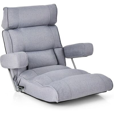 Chaise de sol Costway - Réglable et pliante avec dossier à 6 positions - Gris - Publicité Chaise de sol Costway - Réglable et pliante avec dossier à 6 positions - Gris - Publicité
