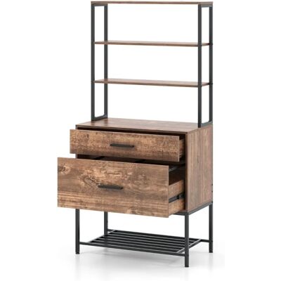 Costway - Armoire - Brown - 3-tier - File Cabinet - Publicité Costway - Armoire - Brown - 3-tier - File Cabinet - Publicité