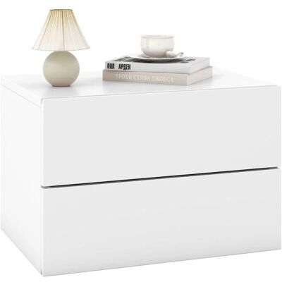 Costway - Floating Nightstand - Blanc - Publicité Costway - Floating Nightstand - Blanc - Publicité
