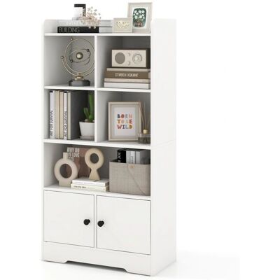 Costway - Bookcase with Cabinet - Blanc - 5 Étagères - Cabinet - Publicité Costway - Bookcase with Cabinet - Blanc - 5 Étagères - Cabinet - Publicité