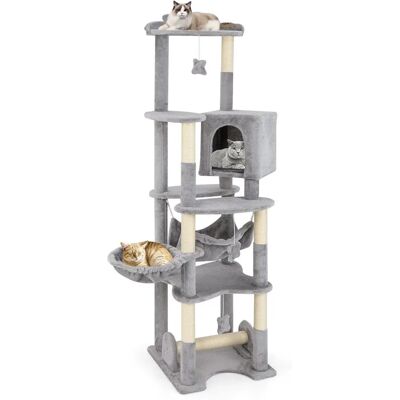 Costway - 176 cm Holz Kratzbaum - Jaskinia - Szalowe słupki - Cat Tree Costway - 176 cm Holz Kratzbaum - Jaskinia - Szalowe słupki - Cat Tree