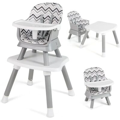 Costway - 6-in-1 Baby High Chair - Grijs en Wit Costway - 6-in-1 Baby High Chair - Grijs en Wit