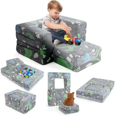 Costway - 5-in-1 Canapé pour enfants - Gris - Flanelle - Canapé modulable - Publicité Costway - 5-in-1 Canapé pour enfants - Gris - Flanelle - Canapé modulable - Publicité