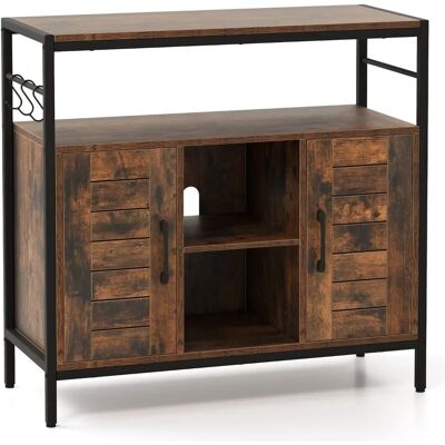 Costway - Buffet - Marron Rustique - 2 Portes - Buffet Cabinet - Publicité Costway - Buffet - Marron Rustique - 2 Portes - Buffet Cabinet - Publicité