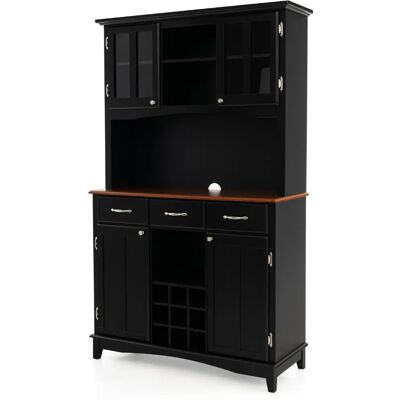 Costway - Buffet Cabinet Glass Doors - Porte-bouteilles 9 Bouteilles - Publicité Costway - Buffet Cabinet Glass Doors - Porte-bouteilles 9 Bouteilles - Publicité