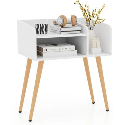 Costway - Table de chevet 2 niveaux - Finition blanche - Nightstand - Publicité Costway - Table de chevet 2 niveaux - Finition blanche - Nightstand - Publicité