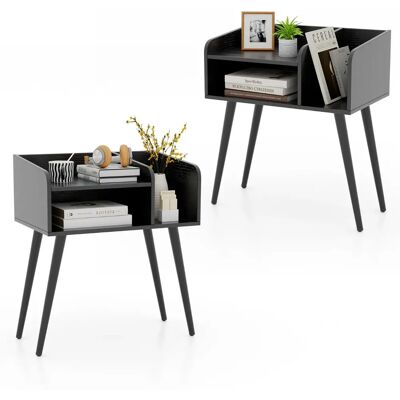 Costway - 2-Tier Open-Shelf - Pieds métalliques - Table de chevet - Publicité Costway - 2-Tier Open-Shelf - Pieds métalliques - Table de chevet - Publicité