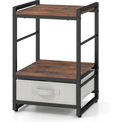 Costway - Table Chevet Industrielle - Rustic Brown - Black Matte - Nightstand - Publicité Costway - Table Chevet Industrielle - Rustic Brown - Black Matte - Nightstand - Publicité