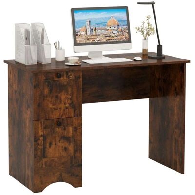 Costway - Bureau informatique - 2 tiroirs - Brun rustique - Bureau - Publicité Costway - Bureau informatique - 2 tiroirs - Brun rustique - Bureau - Publicité