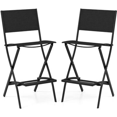 Costway - Textilene Folding - Noir - 150kg - Ensemble de Tabourets - Publicité Costway - Textilene Folding - Noir - 150kg - Ensemble de Tabourets - Publicité