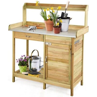 Costway - Pine Potting Table - Publicité Costway - Pine Potting Table - Publicité