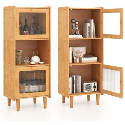 Costway - Armoire en Bambou à 3 Compartiments - Rangement - Publicité Costway - Armoire en Bambou à 3 Compartiments - Rangement - Publicité