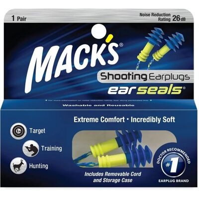 Mack's Ear Seals Protetores de ouvido de uso duplo - Água & Ruído Mack's Ear Seals Protetores de ouvido de uso duplo - Água & Ruído