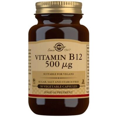 Solgar Vitamina B12 Cyanocobalamina 500μg - Cápsula Vegetariana - Apoya el Sistema Nervioso Solgar Vitamina B12 Cyanocobalamina 500μg - Cápsula Vegetariana - Apoya el Sistema Nervioso