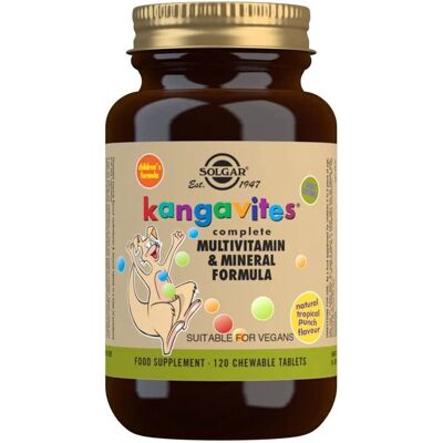 Solgar Marque Kangavites Punch Tropical Multivitamines et Minéraux - 120 Comprimés à mâcher - Publicité Solgar Marque Kangavites Punch Tropical Multivitamines et Minéraux - 120 Comprimés à mâcher - Publicité