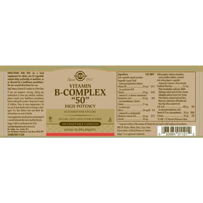 Solgar Vitamin B-Komplex 50 Hochpotenz - Vitamin B-Komplex Solgar Vitamin B-Komplex 50 Hochpotenz - Vitamin B-Komplex