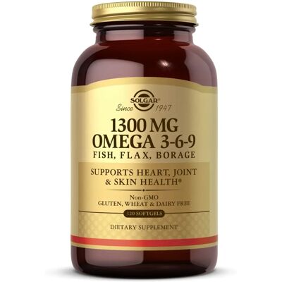 Solgar Omega 3-6-9 Poisson, Lin et Borrage - 120 Gélules - Suppléments Omega 3-6-9 - Publicité Solgar Omega 3-6-9 Poisson, Lin et Borrage - 120 Gélules - Suppléments Omega 3-6-9 - Publicité