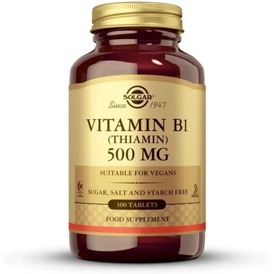 Solgar Vitamina B1 (Tiamina) 500mg comprimidos (100 unid.) Solgar Vitamina B1 (Tiamina) 500mg comprimidos (100 unid.)