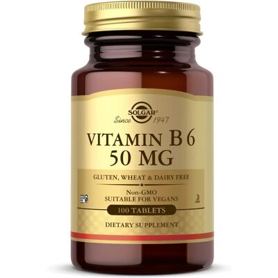 Solgar B6-vitamiini 50 mg - Tukee immuunijärjestelmää ja hermostoa - Ravintolisä Solgar B6-vitamiini 50 mg - Tukee immuunijärjestelmää ja hermostoa - Ravintolisä