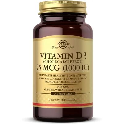 Solgar Vitamine D3 25mcg (1000IU) capsules molles (250 pcs.) - Publicité Solgar Vitamine D3 25mcg (1000IU) capsules molles (250 pcs.) - Publicité