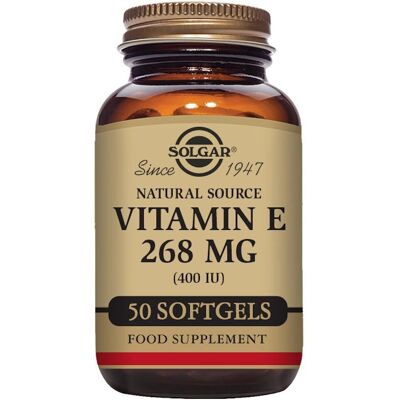 Solgar Fuente Natural de Vitamina E 268mg - 50 x 400 IU Cápsulas blandas vegetales - Suplemento de Vitamina E Solgar Fuente Natural de Vitamina E 268mg - 50 x 400 IU Cápsulas blandas vegetales - Suplemento de Vitamina E