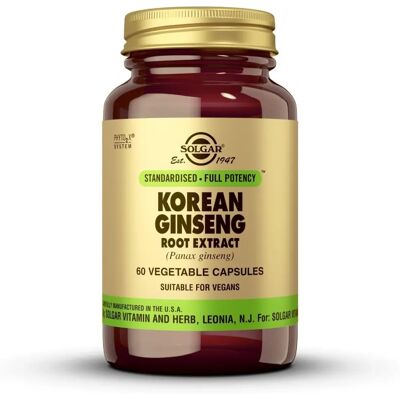 Extrait de Racine de Ginseng Coréen Solgar - 60 Capsules Végétales - Complément Alimentaire - Publicité Extrait de Racine de Ginseng Coréen Solgar - 60 Capsules Végétales - Complément Alimentaire - Publicité