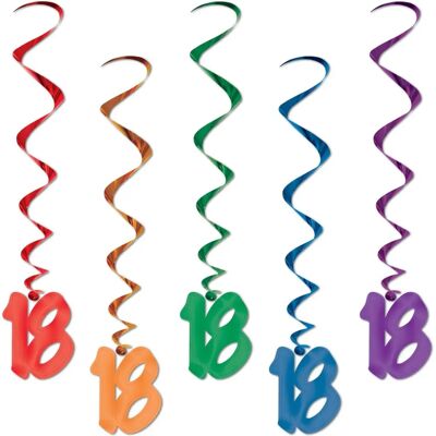 Beistle 57551-18 Multicolored 18th Birthday Spiral Decorations - Party Decoration Beistle 57551-18 Multicolored 18th Birthday Spiral Decorations - Party Decoration