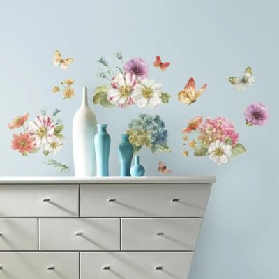 York Wallcoverings Autocollant Murale - Fleurs avec Papillons - Publicité York Wallcoverings Autocollant Murale - Fleurs avec Papillons - Publicité