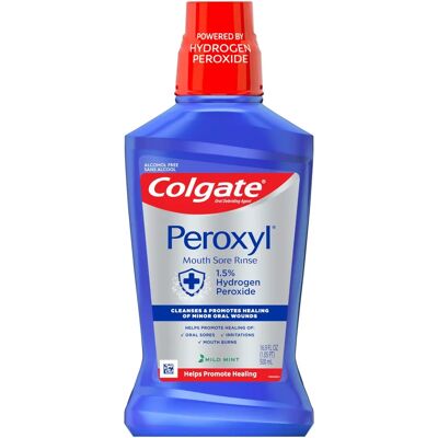 Colgate Peroxyl Bain de Bouche Menthe Douce - 16 Oz - Plaies Mineures - Publicité Colgate Peroxyl Bain de Bouche Menthe Douce - 16 Oz - Plaies Mineures - Publicité