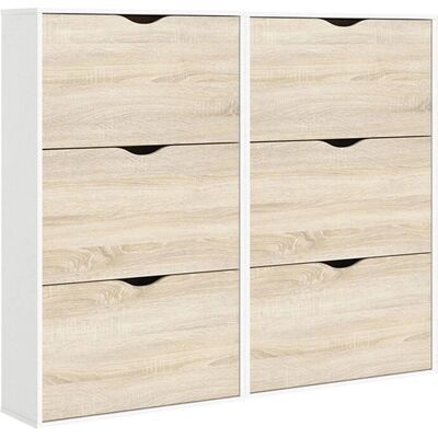 Ebuy24 Napoli Moderne Skoskap - 6 Skuffer Hvit & Eik Ebuy24 Napoli Moderne Skoskap - 6 Skuffer Hvit & Eik
