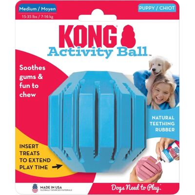 KONG Puppy Activity Ball - Dog Toy - Medium - Blue/Pink KONG Puppy Activity Ball - Dog Toy - Medium - Blue/Pink