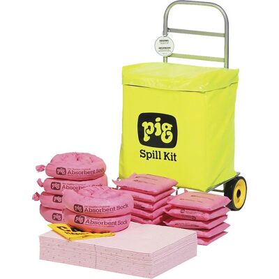 Kit de Emergência PIG - Químicos, 53,7L - Carrinho Kit de Emergência PIG - Químicos, 53,7L - Carrinho